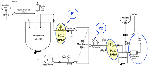 Types of valves used to control TMP